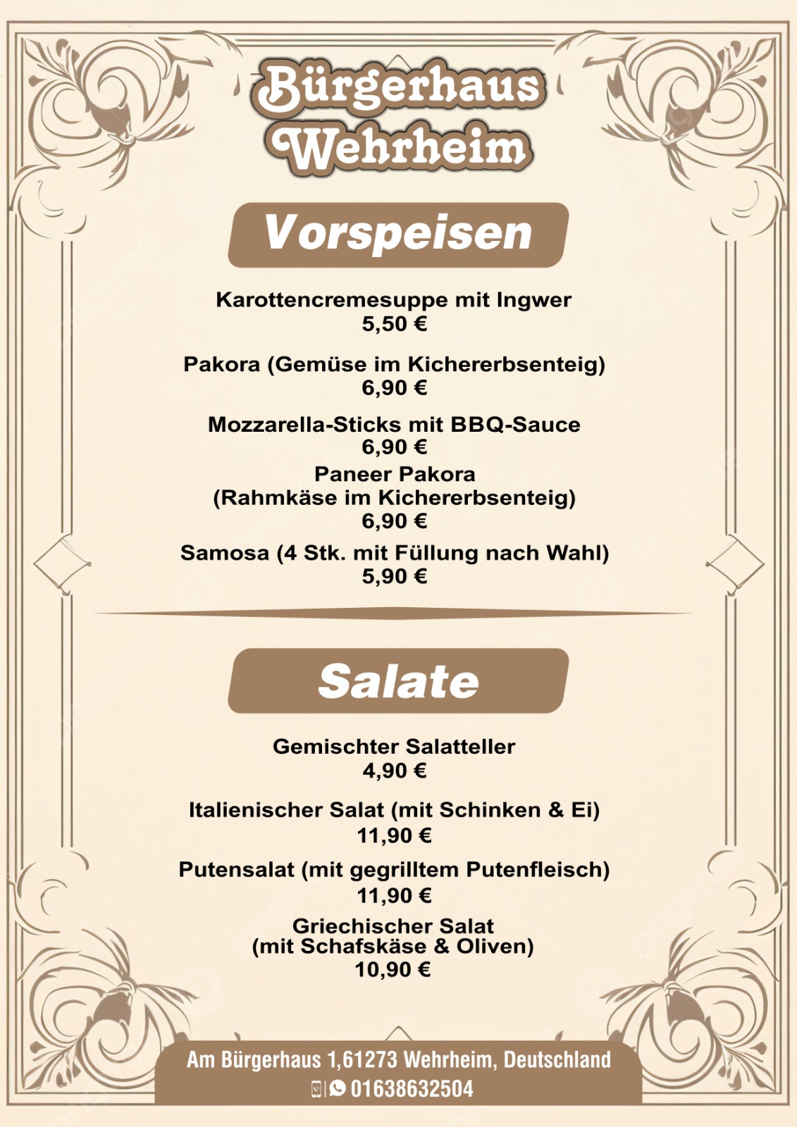 Starter & Salad Menu