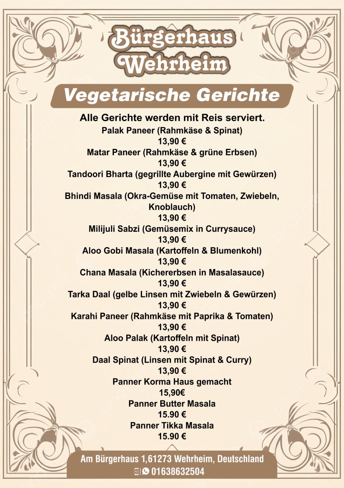 Vegetarian Menu